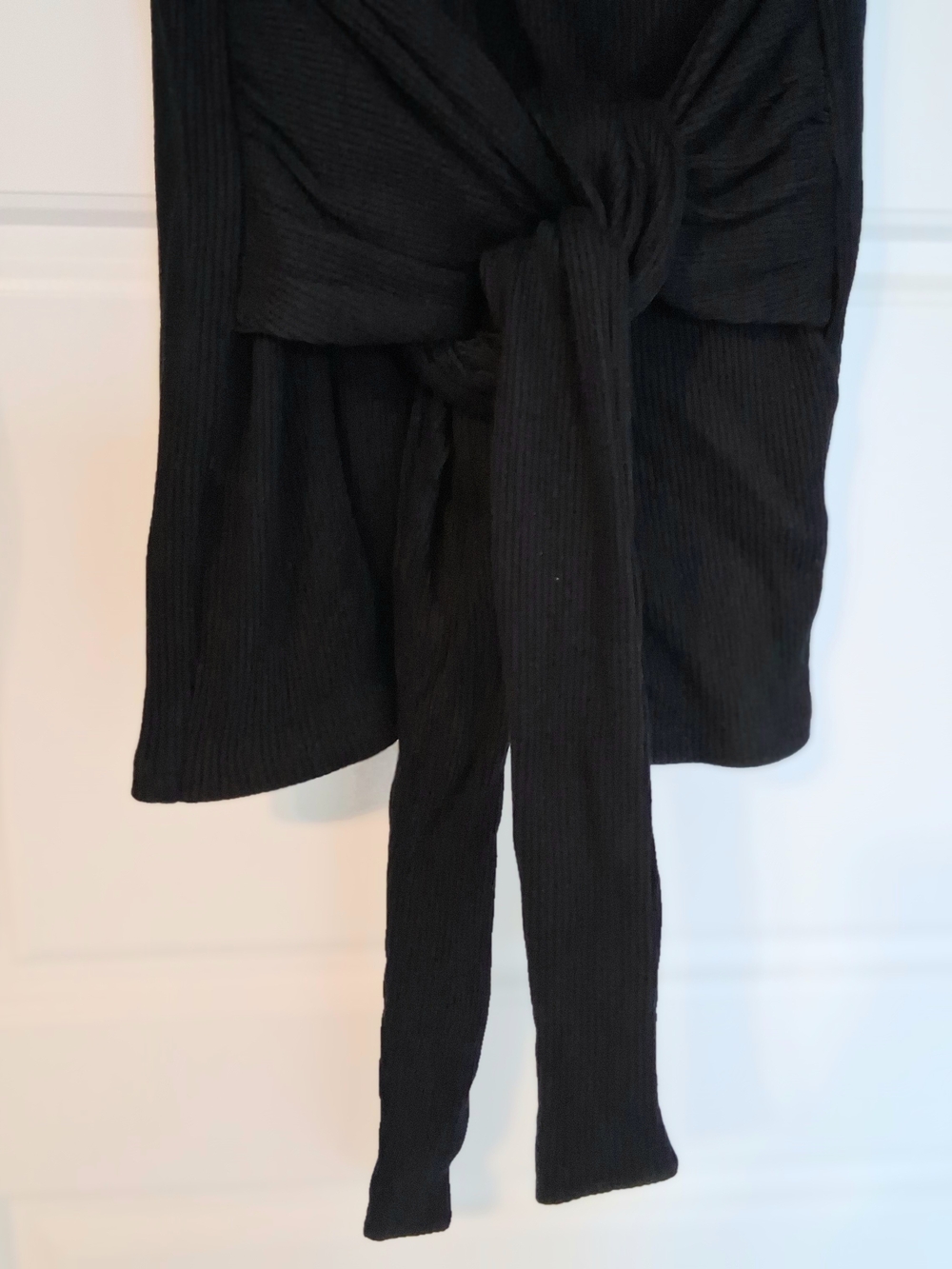 Express One Eleven Black Wrap Tie Long Sleeve Top - Picture 2 of 6